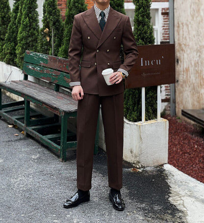 Retro Ribbed Double-breasted Suit