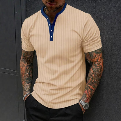 Sports-Leisure Fashion Stand-Collar Knitted Short-Sleeve Polo Shirt
