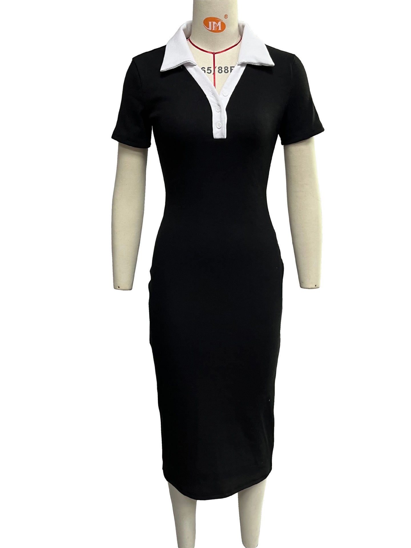 Short-sleeve Single-breasted Knitted Dress