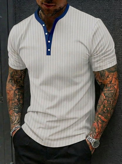 Sports-Leisure Fashion Stand-Collar Knitted Short-Sleeve Polo Shirt