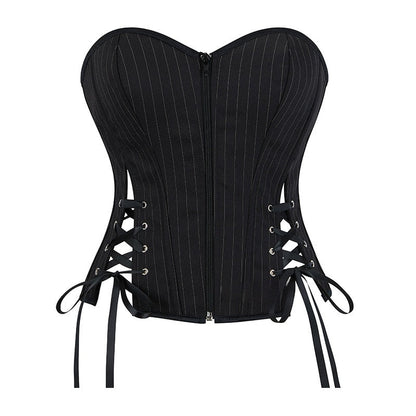 Strap And Zipper Corset Top For Women