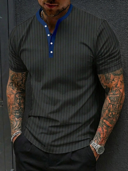 Sports-Leisure Fashion Stand-Collar Knitted Short-Sleeve Polo Shirt