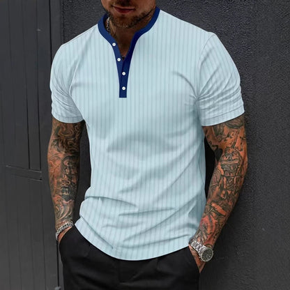 Sports-Leisure Fashion Stand-Collar Knitted Short-Sleeve Polo Shirt