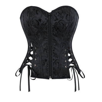 Strap And Zipper Corset Top For Women