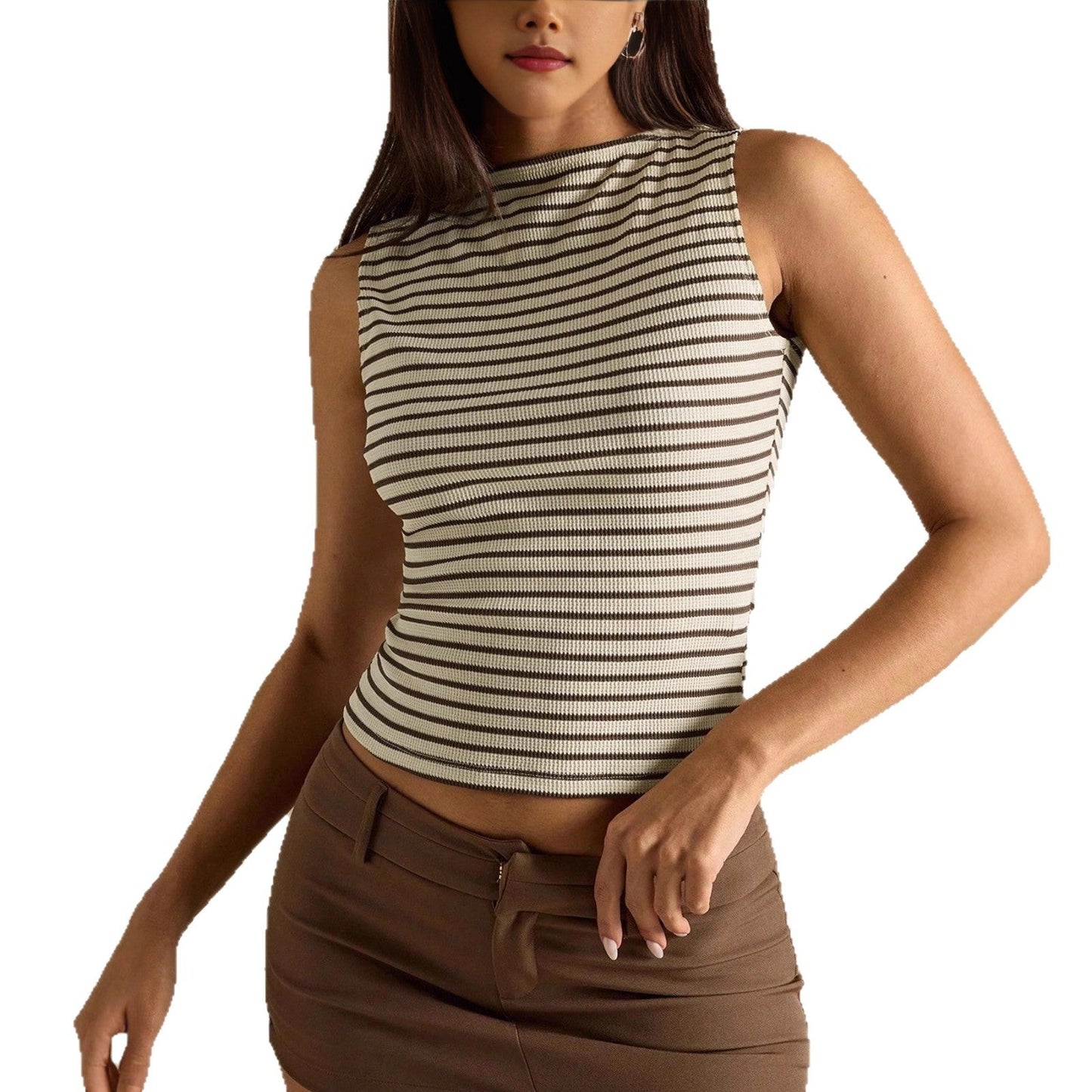 Simple Fine-Striped Versatile Slimming Vest For Women