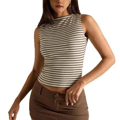 Simple Fine-Striped Versatile Slimming Vest For Women