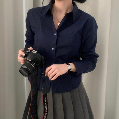 Women's Preppy Style Slim-fit Elegant Top